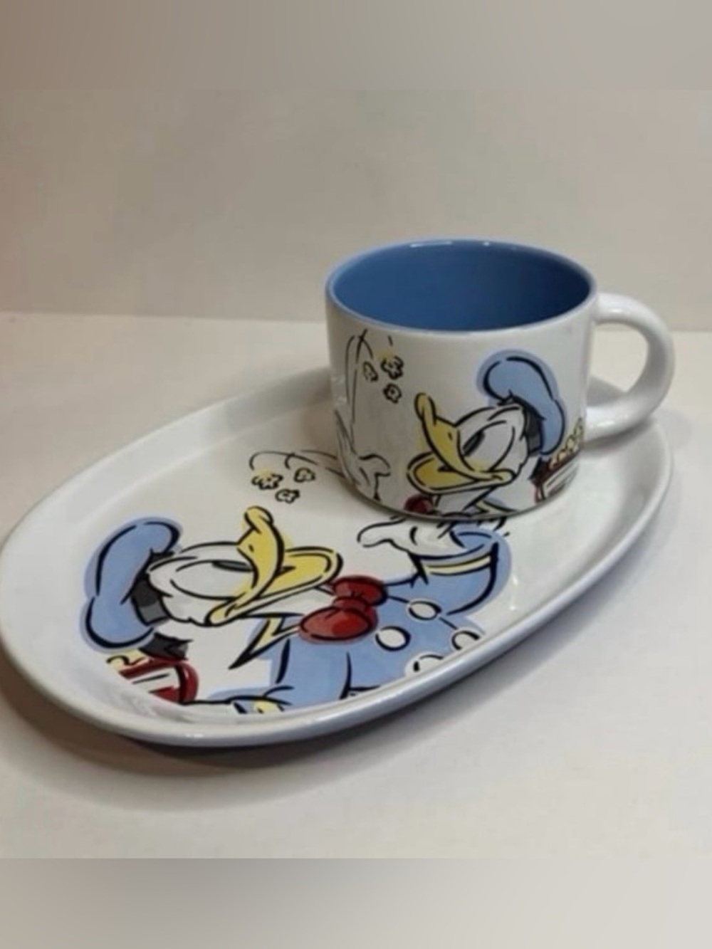 Vintage Disney Duck Cup Snack Plate Soup Ceramic Sandwich Set